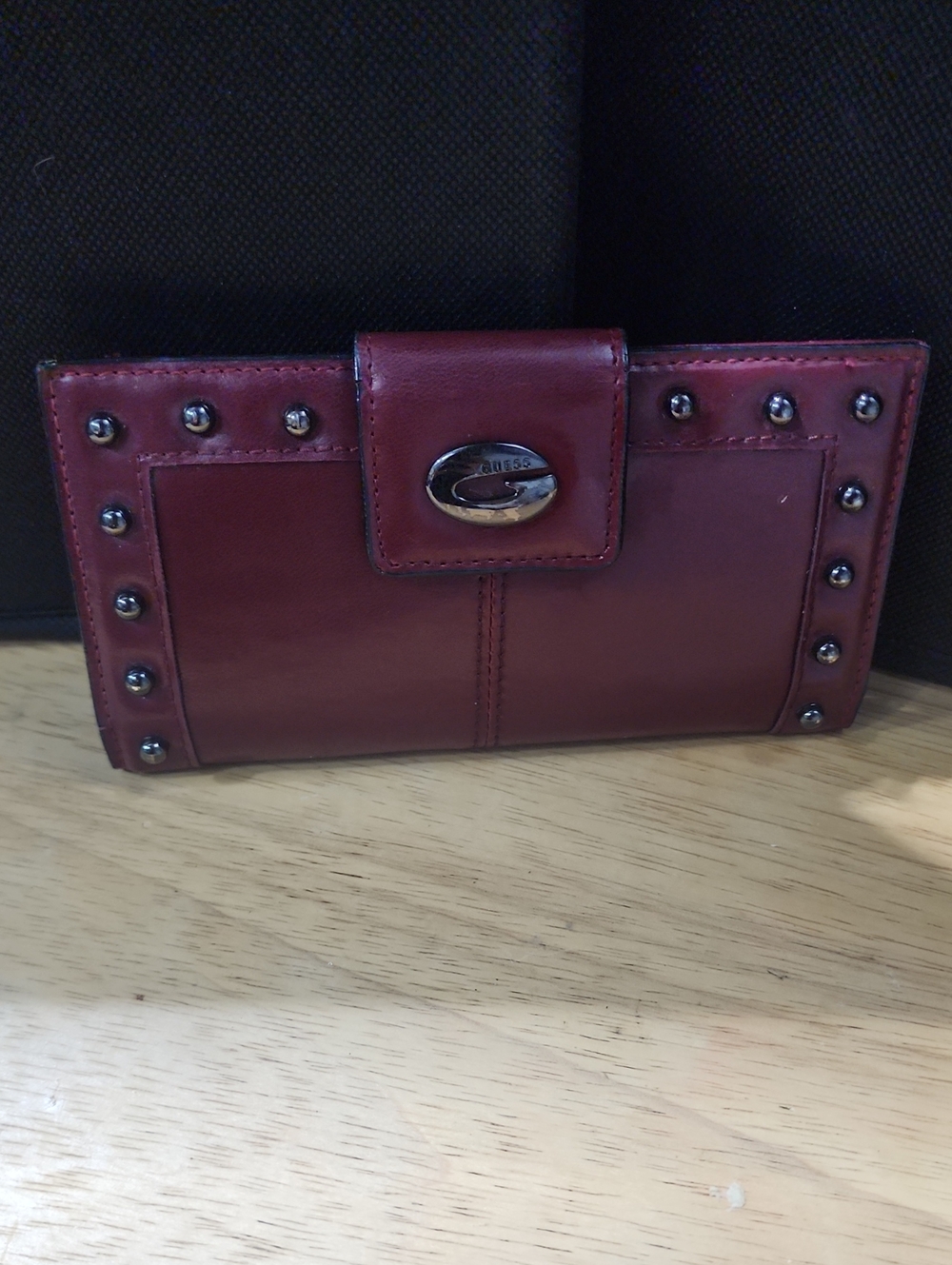 Guess Burgundy Studded Leather Wallet